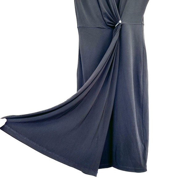Michael Kors faux wrap midi  dress, sleeveless, v-neck, stretch jersey knit - Picture 9 of 17